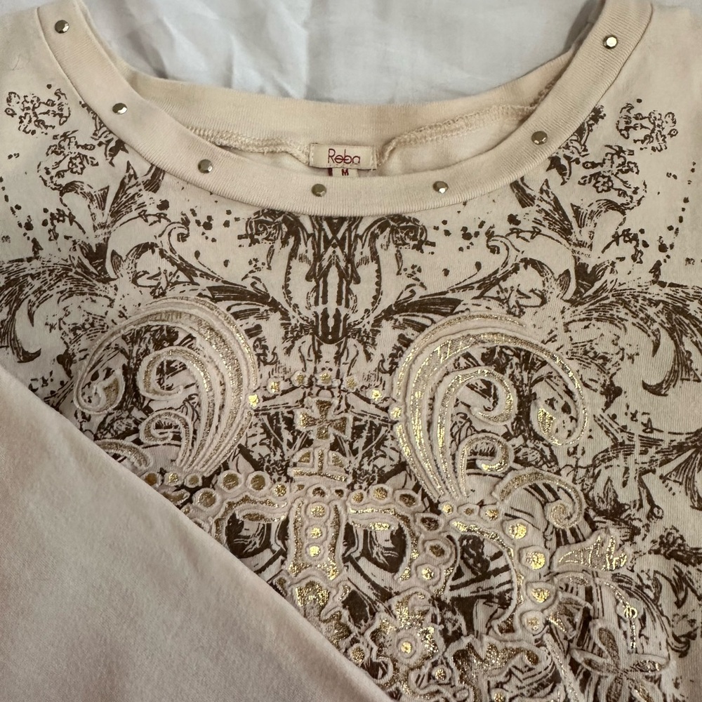 Reba Beige and Dark Brown Patterned Top